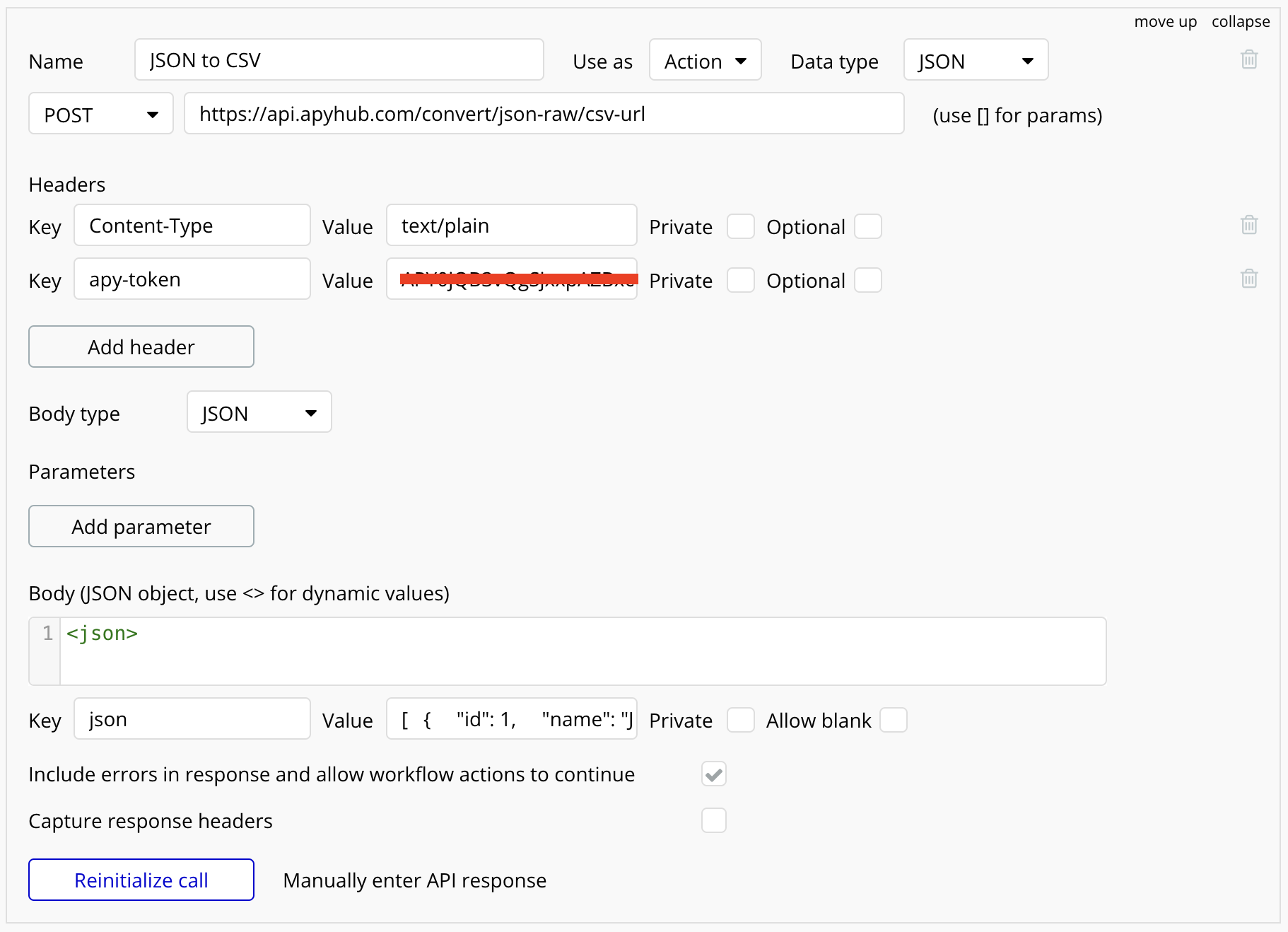 json-to-csv-integation