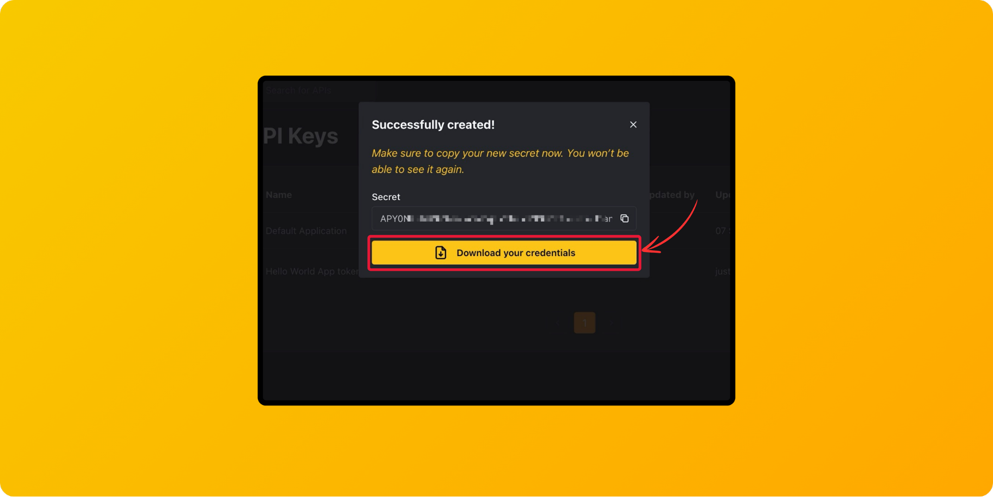 Download your credentials